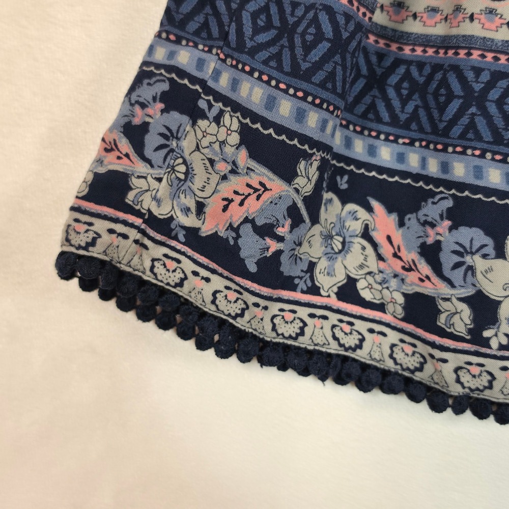 Hollister Skirt Women S Blue Floral Boho Cottage Festival Smocked Mini - Picture 7 of 12